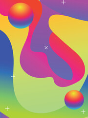 Abstract Vibrant Lines for Neon Nightclub Event Poster template. 3d gradient acid style vibrant color vctor illustration.