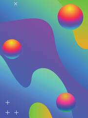 Colorful Abstract Gradient Waves for Summer Music Events template. 3d gradient acid style vibrant color vctor illustration.