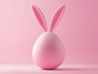 Obraz premium Egg with bunny ears for Easter celebration isolated on a solid color background