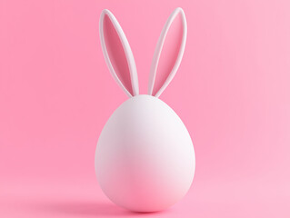 Egg with bunny ears for Easter celebration isolated on a solid color background