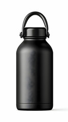 Matte black insulated water bottle with carrying handle