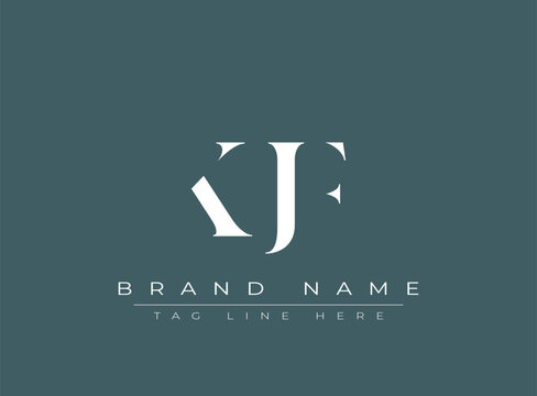 KJF abstract letter logo design. This logo is designed by three abstract letters.