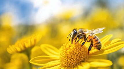 bee on yellow flower