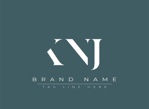 KNJ abstract letter logo design. This logo is designed by three abstract letters.