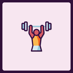 Obraz premium Stylized icon representing a person weightlifting for sports and fitness