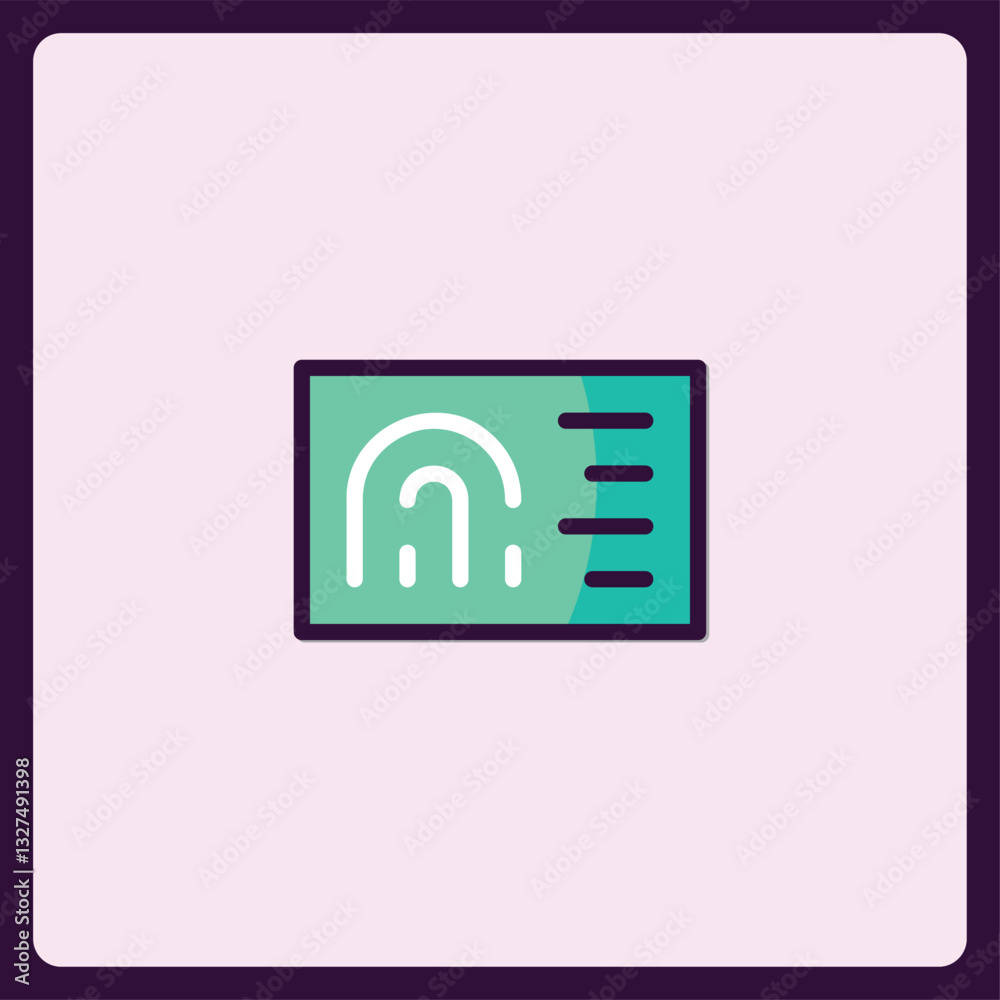 Poster abstract identification fingerprint biometric data security access icon