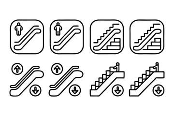 Obraz premium escalator and stairs up and down editable stroke o