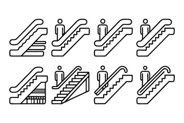 Obraz premium escalator and stairs up and down editable stroke o