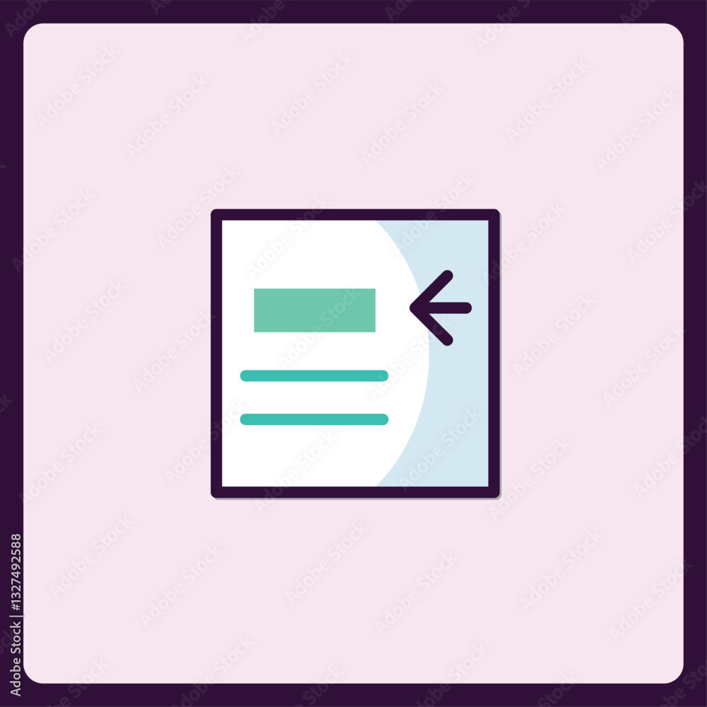 Poster simplified document navigation symbol with an arrow pointing back easily