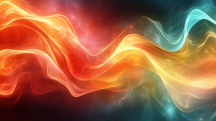 Vibrant waves of color gracefully intertwine, creating a mesmerizing dance of light and energy in a cosmic tapestry
