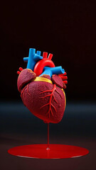 red heart on a black background