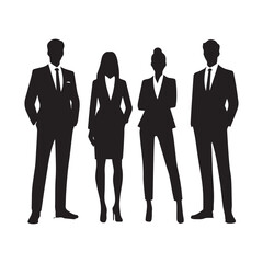 vector silhouette of businessman standing and jumping success