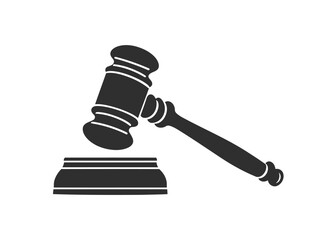 Judge gavel silhouette icon vector on white background. Judge Gavel Silhouette Icon Vector Legal Justice Symbol, Courtroom Illustration, law icon vector. auction hammer.
