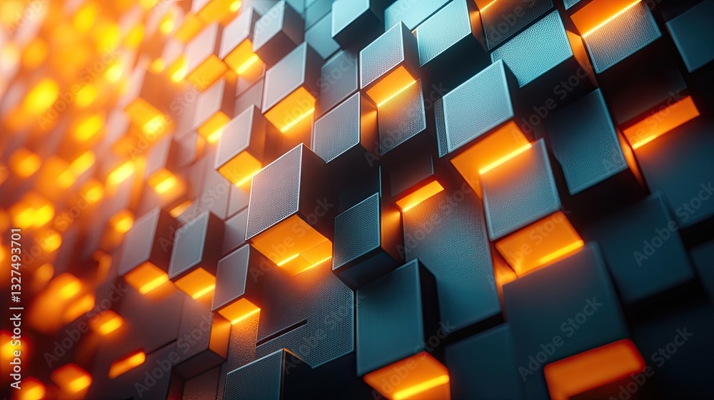 Poster glowing cubes abstract background texture