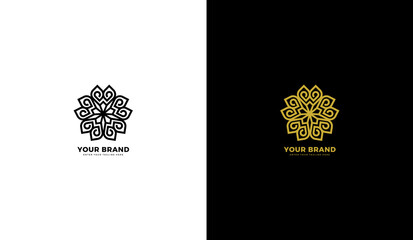 Floral ornament logo, luxury icon