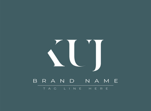 KUJ abstract letter logo design. This logo is designed by three abstract letters.