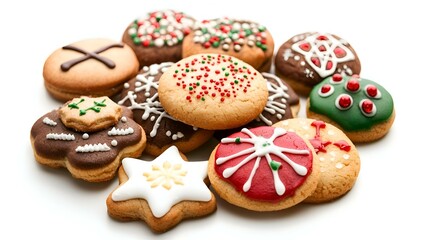 Tasty Christmas cookies isolated on white