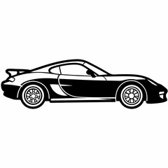 Fototapeta premium Black and White Car Silhouette: Sleek Sports Car Vector Illustration for Automotive Design and Graphic Projects