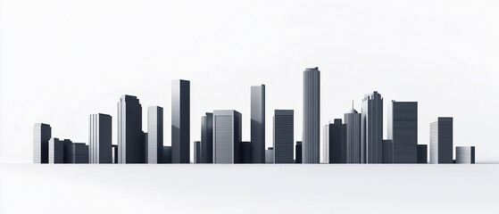 Obraz premium Shadow of office buildings with skyscrapers on a white background.