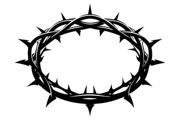 black crown of thorns line art silhouette vector illustration
