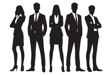 vector silhouette of businessman standing and jumping success