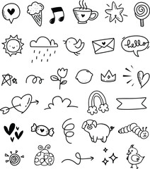Cute hand drawn doodle vector set