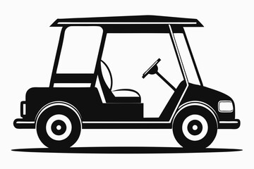 Fototapeta premium golf cart line art silhouette vector illustration