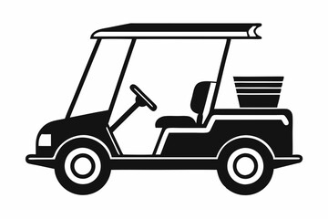 golf cart line art silhouette vector illustration