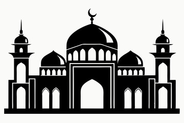 mosque line art silhouette vector illustration