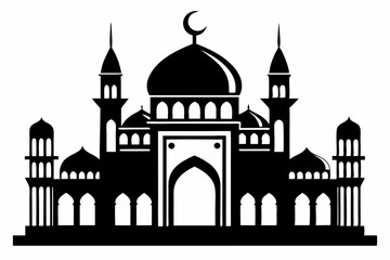 mosque line art silhouette vector illustration