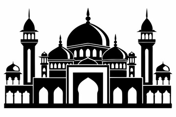 mosque line art silhouette vector illustration