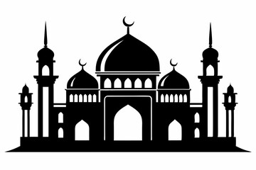 mosque line art silhouette vector illustration