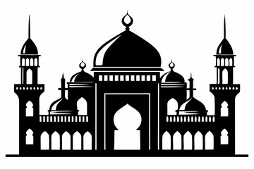 mosque line art silhouette vector illustration