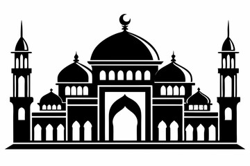 mosque line art silhouette vector illustration