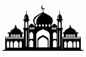 mosque line art silhouette vector illustration