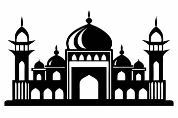 mosque line art silhouette vector illustration