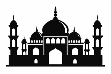 mosque line art silhouette vector illustration