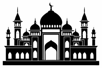 mosque line art silhouette vector illustration