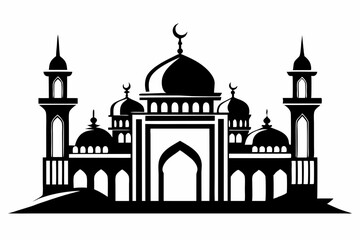 mosque line art silhouette vector illustration