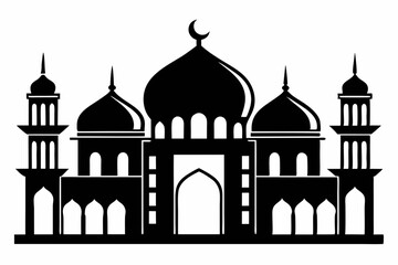 mosque line art silhouette vector illustration