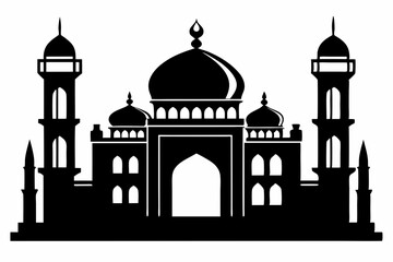 mosque line art silhouette vector illustration