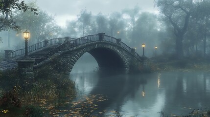 Autumn Leaves Surrounding Mystical House Bridge high resolution hd picture