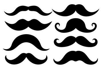 set of mustaches line art silhouette vector illustration
