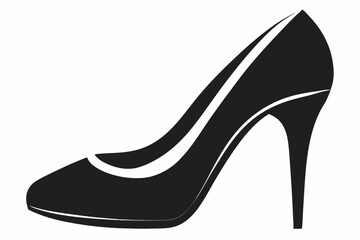 shoe high heel line art silhouette vector illustration