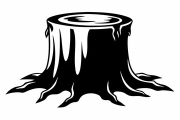 tree stump line art silhouette vector illustration