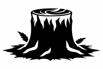 tree stump line art silhouette vector illustration