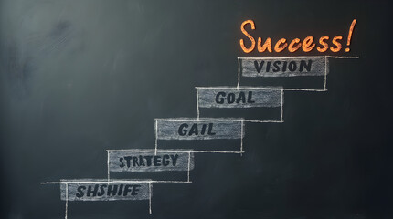 Motivational Chalkboard Success Steps Vision Goal Strategy Gail SHSHIFT - Career and Goal Setting Chalk Art