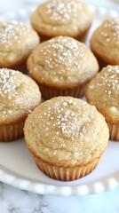 Muffins on a white plate. Baking or food concept