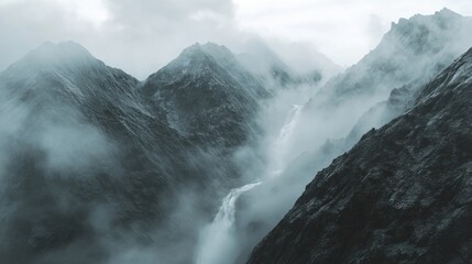Cascading Rivers Through Dramatic Mountain Scenery