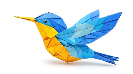 Origami Bird Blue Orange Paper Art Craft